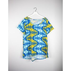 LuLaRoe Horse Print Classic T Blue Yellow Women's 2XL short sleeved comfy